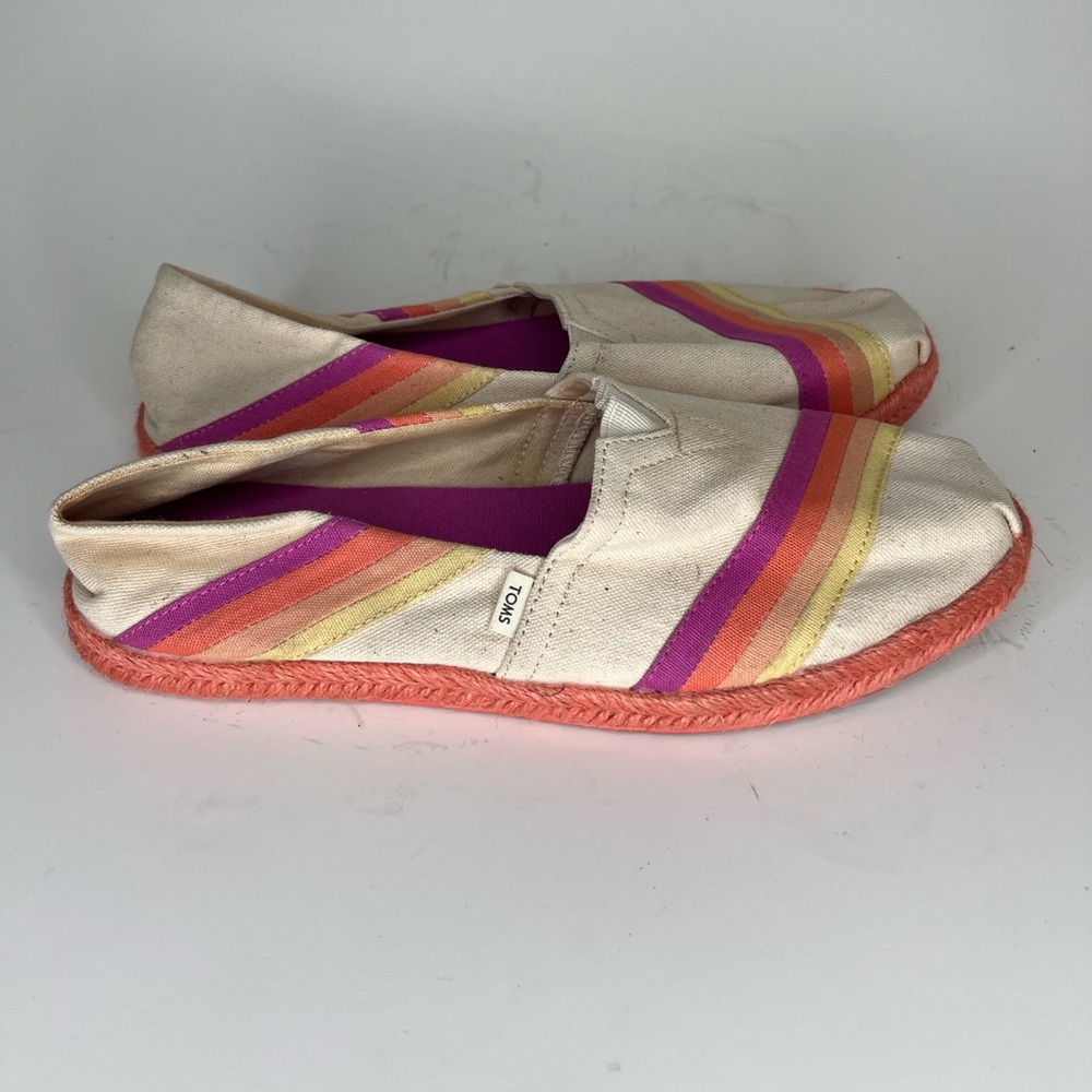 Toms Shoes Flats Slip Ons Women Size 8.5 Multicolor Textile Comfort Walking
